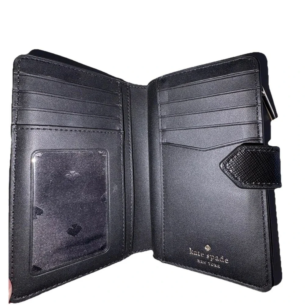 Kate Spade Madison Colorblock Med Bifold Wallet Toasted Hazelnut Black - Picture 3 of 5